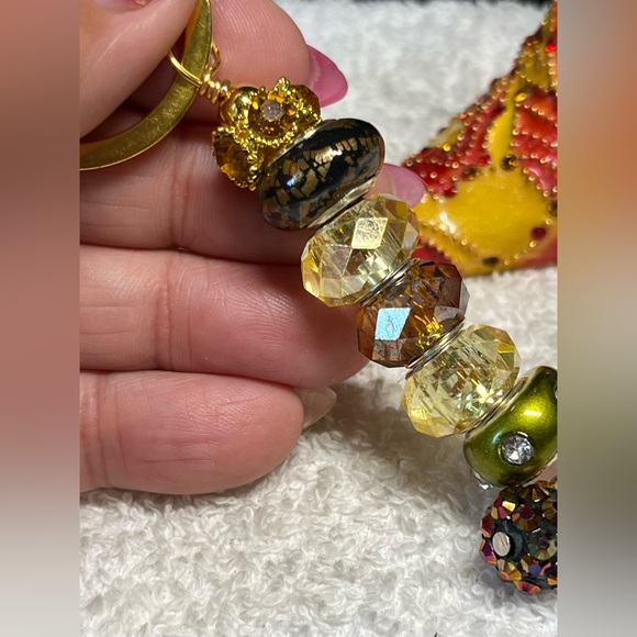 🦋Pandora like charms with green-yellow and copper crystal accent purse bling - Picture 8 of 12